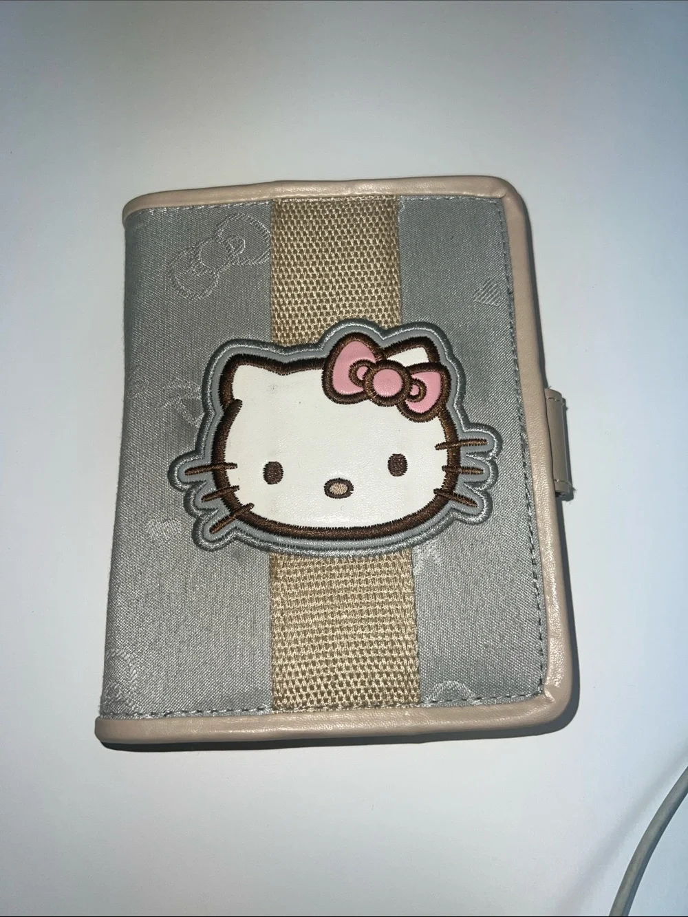 Hello Kitty Gray and Pink Kids Card Wallet with Beige Accent